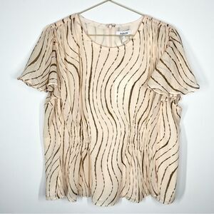 NWT Parker Printed Flutter Sleeve Top Blouse Otter Large